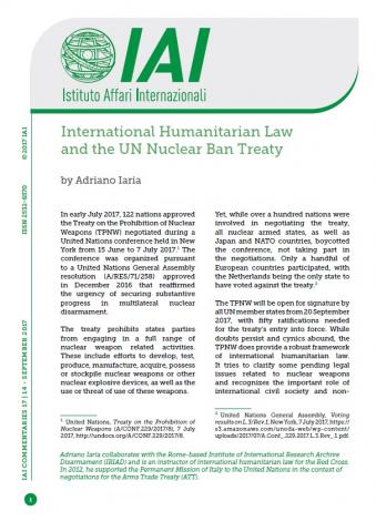 International Humanitarian Law And The Un Nuclear Ban Treaty Iai Istituto Affari Internazionali
