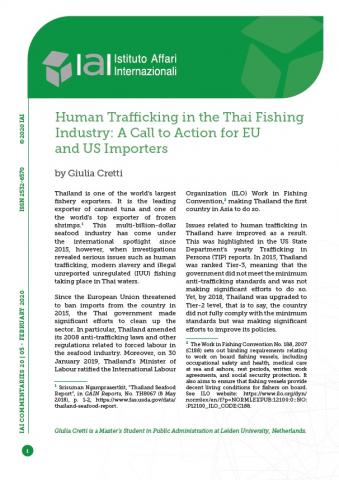 Human Trafficking In The Thai Fishing Industry Iai Istituto Affari Internazionali