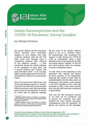 Italian Euroscepticism And The Covid 19 Pandemic Survey Insights Iai Istituto Affari Internazionali